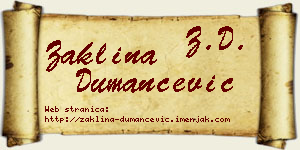 Žaklina Dumančević vizit kartica